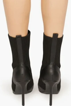 Faux Leather-Trim Sock Booties