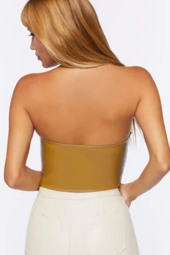Faux Leather Tube Bodysuit