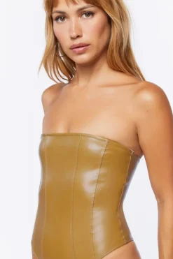 Faux Leather Tube Bodysuit