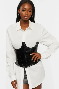 Faux Leather Underbust Corset Top