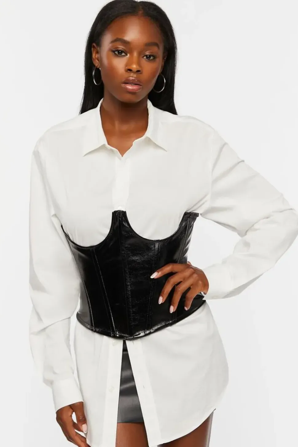 Faux Leather Underbust Corset Top