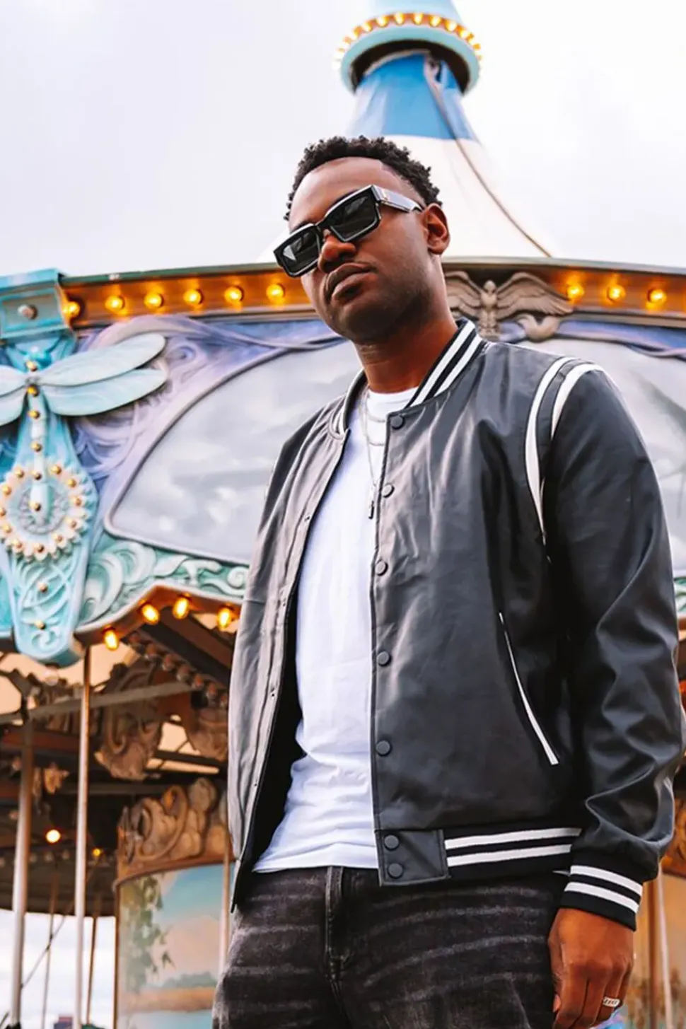 Faux Leather Varsity Jacket