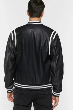 Faux Leather Varsity Jacket