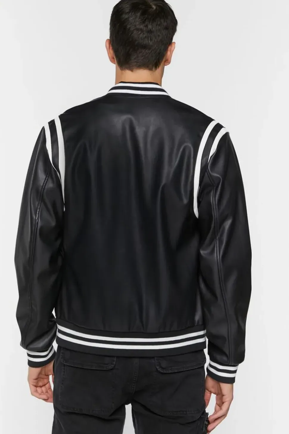 Faux Leather Varsity Jacket