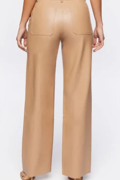 Faux Leather Wide-Leg Pants