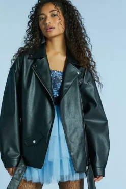 Faux Leather Zipper Moto Jacket