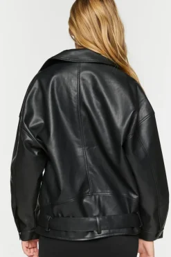 Faux Leather Zipper Moto Jacket