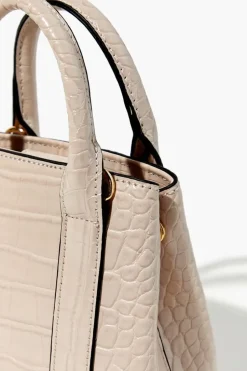 Faux Patent Croc Leather Handbag
