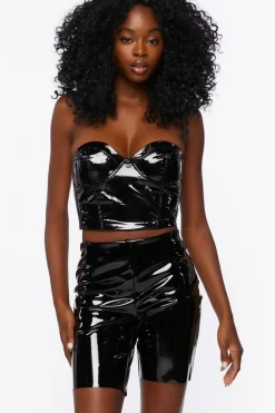 Faux Patent Leather Biker Shorts