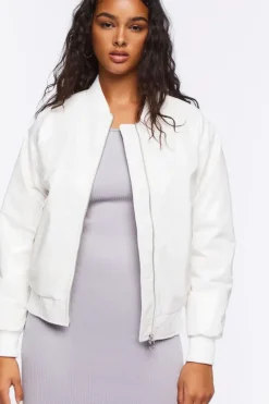 Faux Patent Leather Bomber Jacket