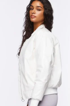 Faux Patent Leather Bomber Jacket