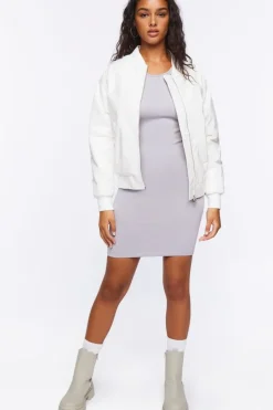 Faux Patent Leather Bomber Jacket