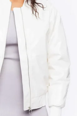 Faux Patent Leather Bomber Jacket