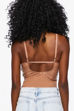 Faux Patent Leather Bustier Bodysuit