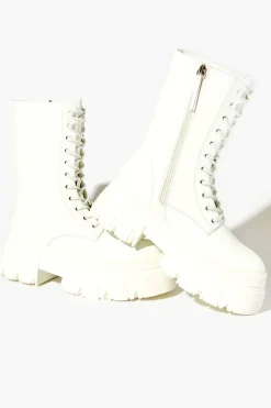 Faux Patent Leather Combat Boots