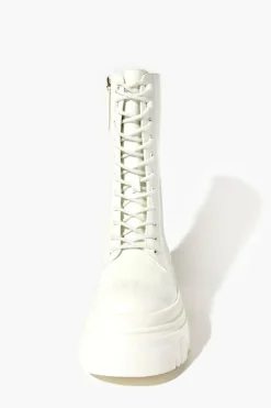 Faux Patent Leather Combat Boots