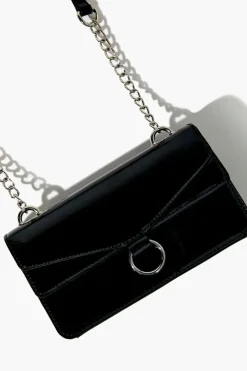Faux Patent Leather Crossbody Bag