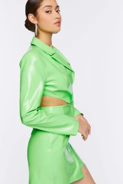 Faux Patent Leather Cutout Mini Dress