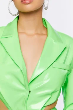 Faux Patent Leather Cutout Mini Dress