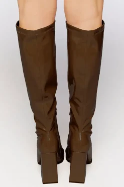 Faux Patent Leather Knee-High Boots