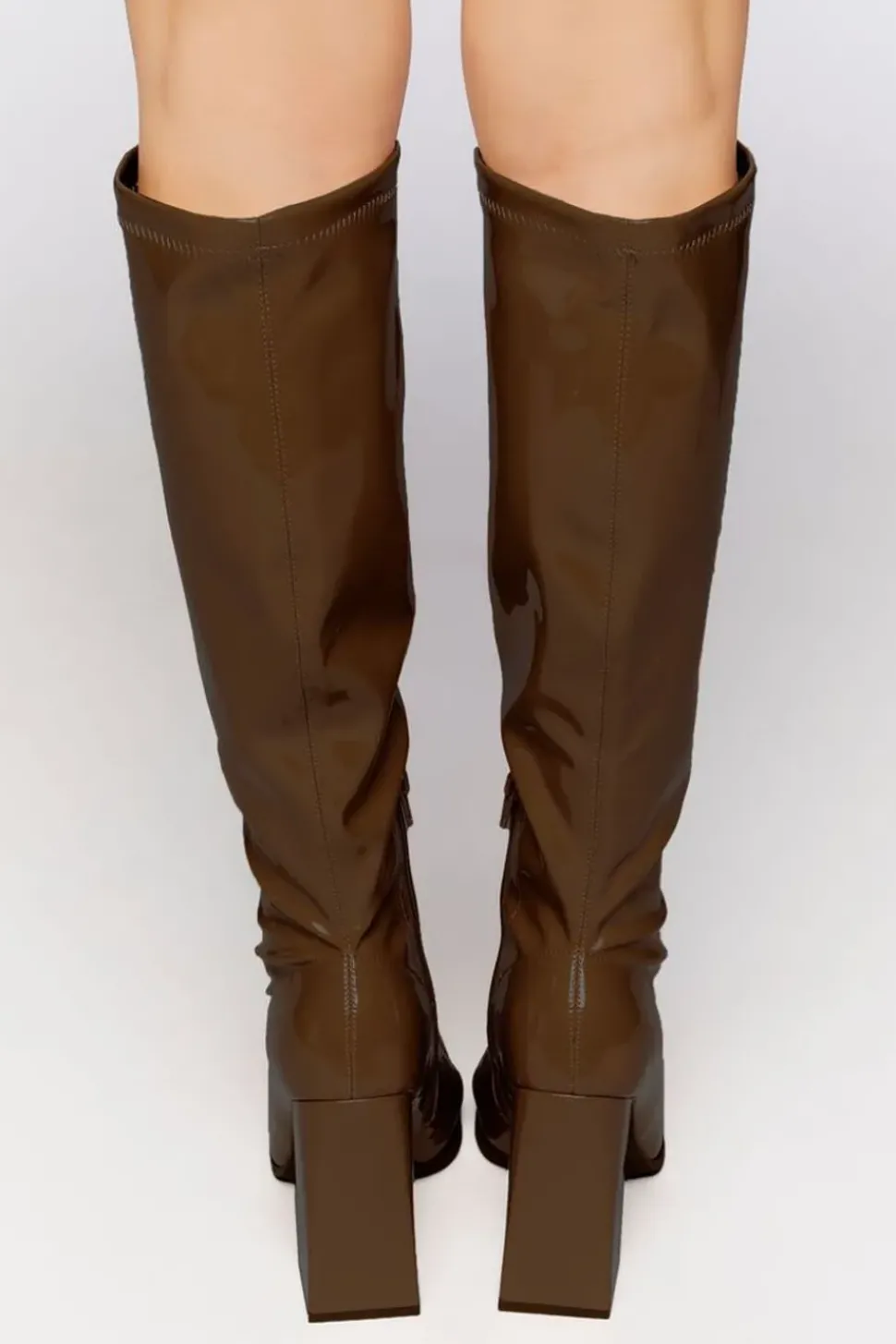 Faux Patent Leather Knee-High Boots