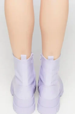 Faux Patent Leather Lug Combat Boots