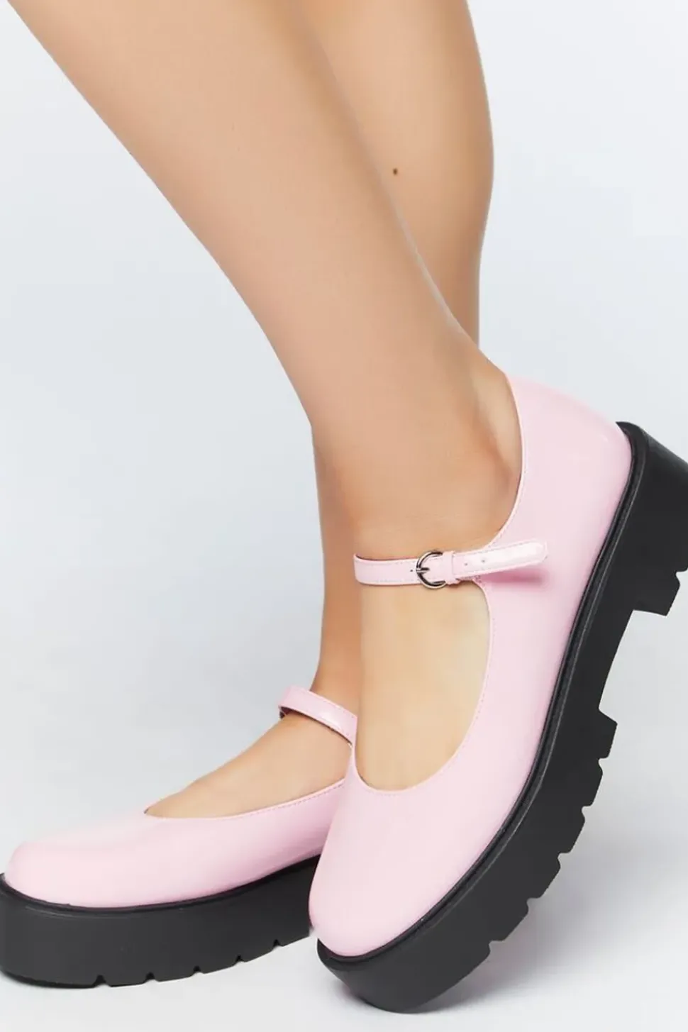 Faux Patent Leather Mary Jane Flatforms