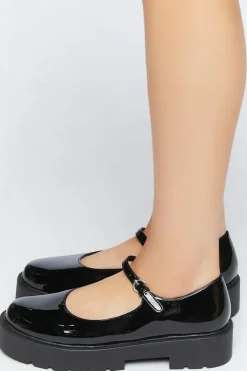 Faux Patent Leather Mary Jane Flatforms