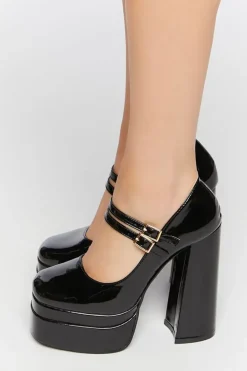 Faux Patent Leather Mary Jane Heels