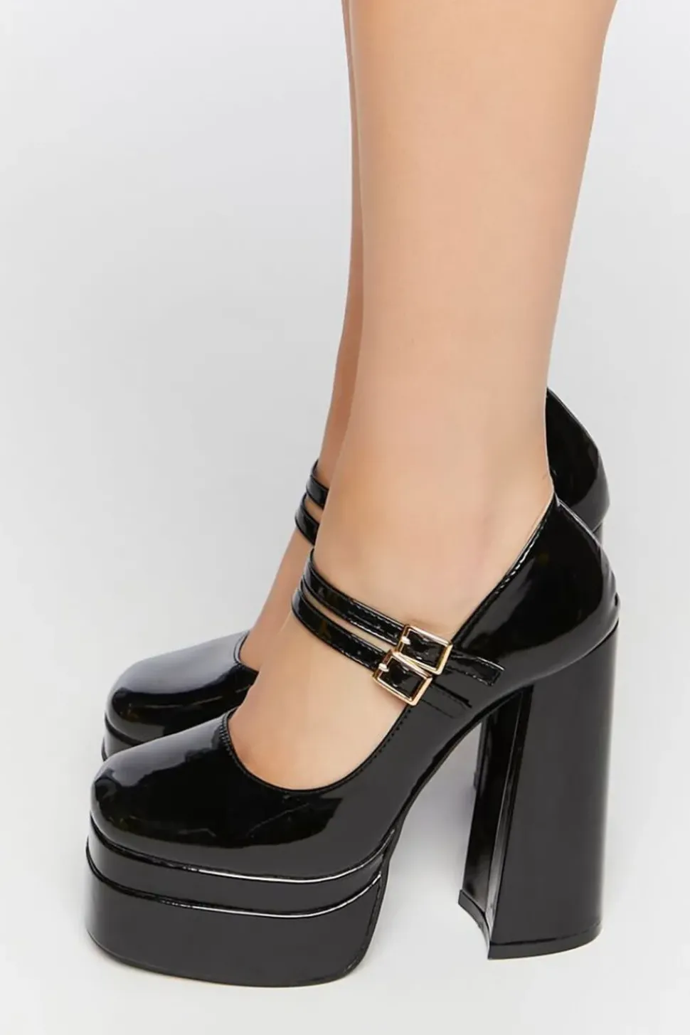 Faux Patent Leather Mary Jane Heels