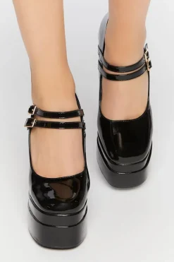 Faux Patent Leather Mary Jane Heels