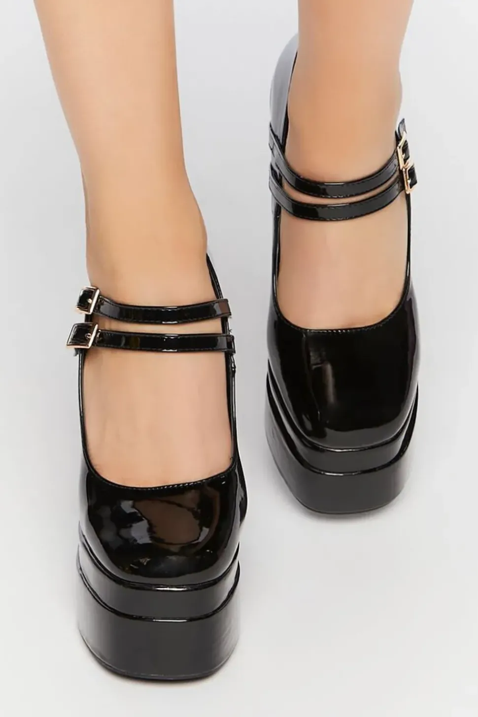 Faux Patent Leather Mary Jane Heels