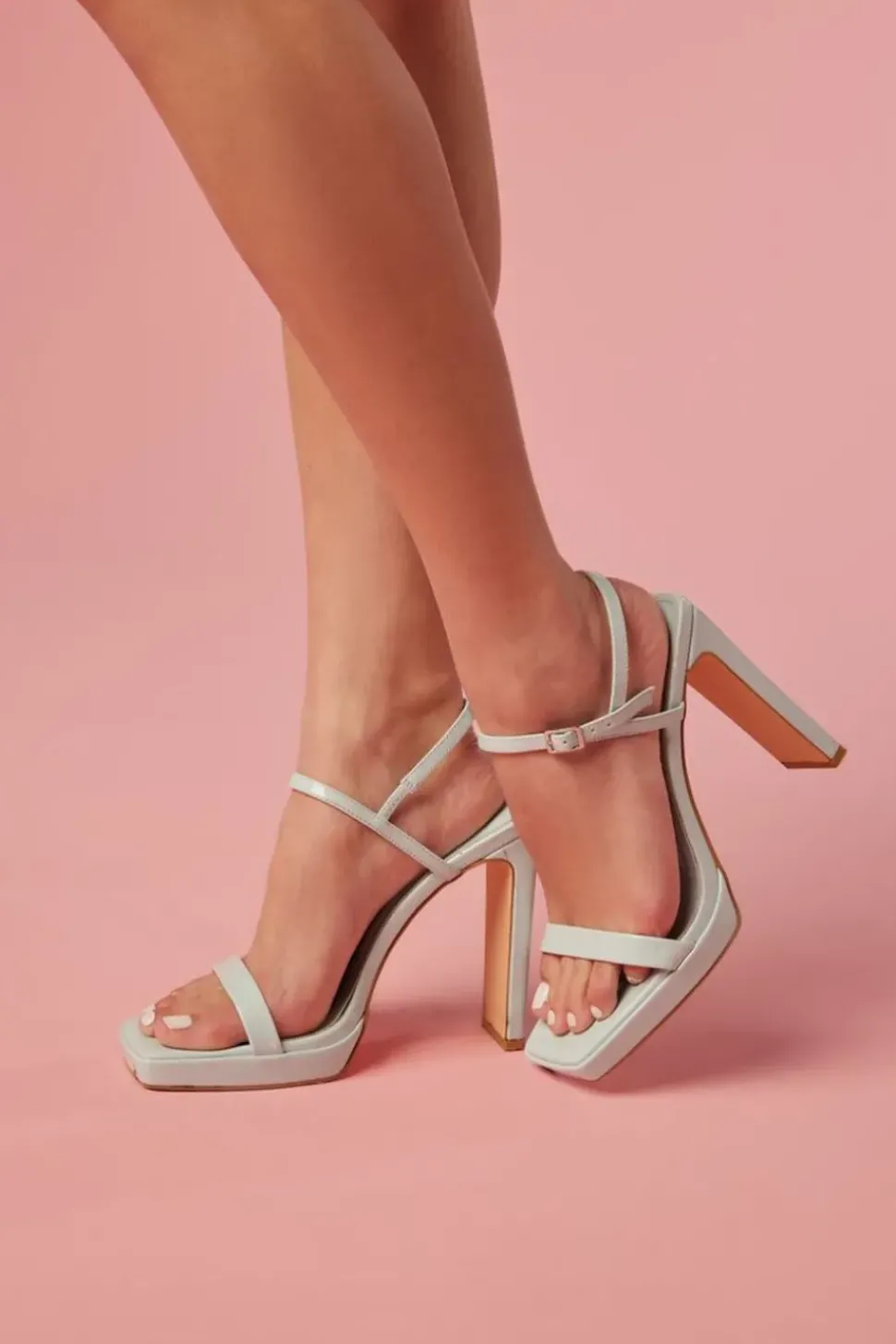 Faux Patent Leather Open-Toe Heels