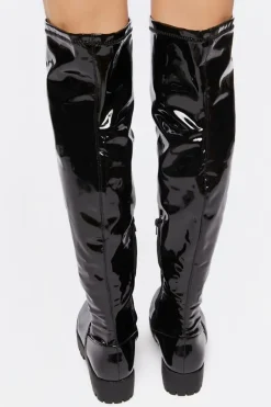 Faux Patent Leather Over-The-Knee Boots