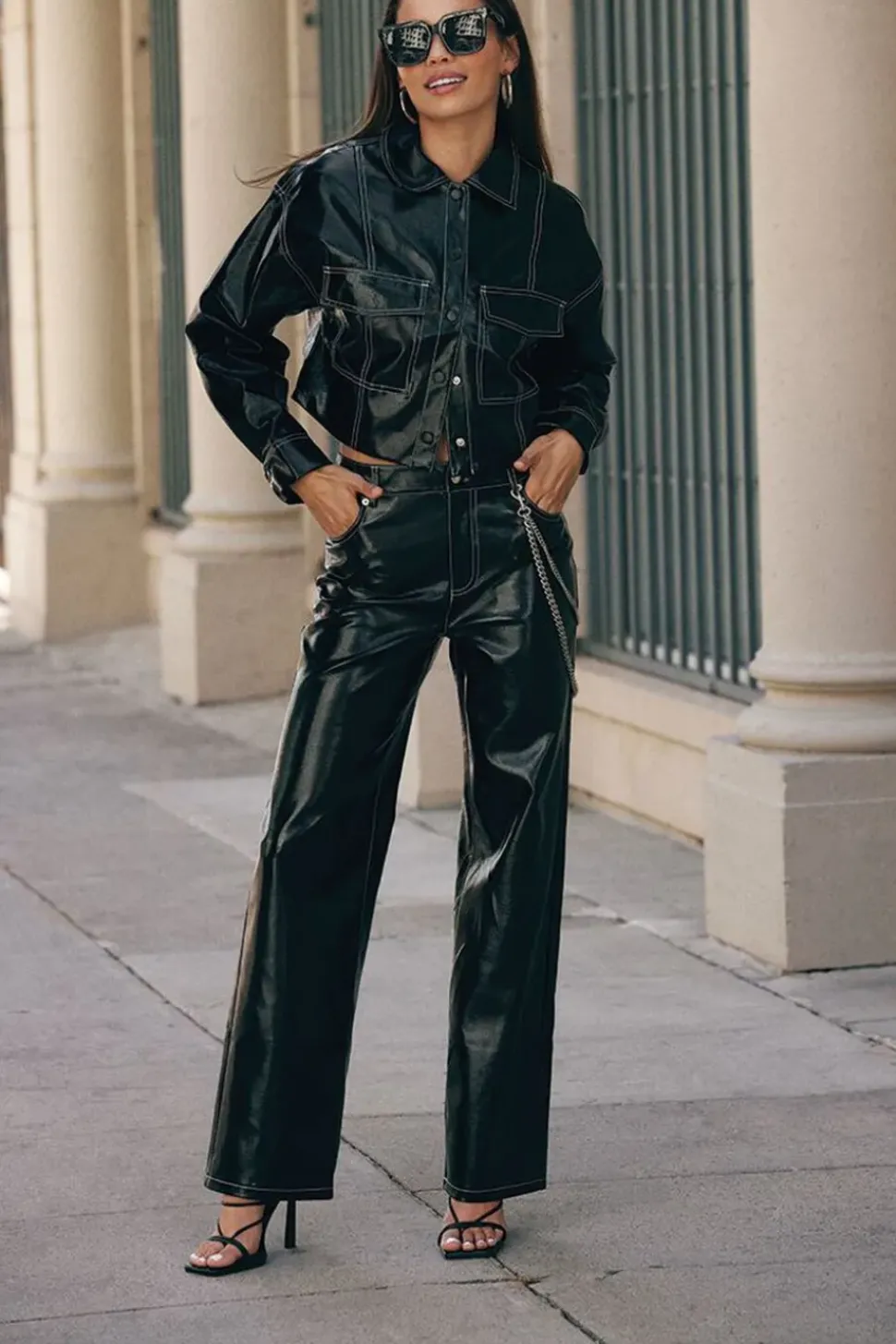 Faux Patent Leather Pants