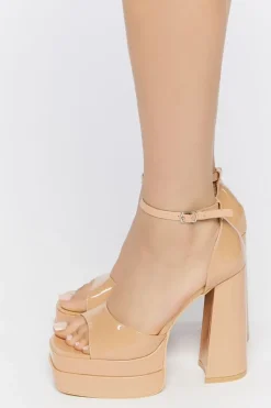 Faux Patent Leather Platform Heels