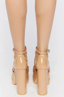 Faux Patent Leather Platform Heels