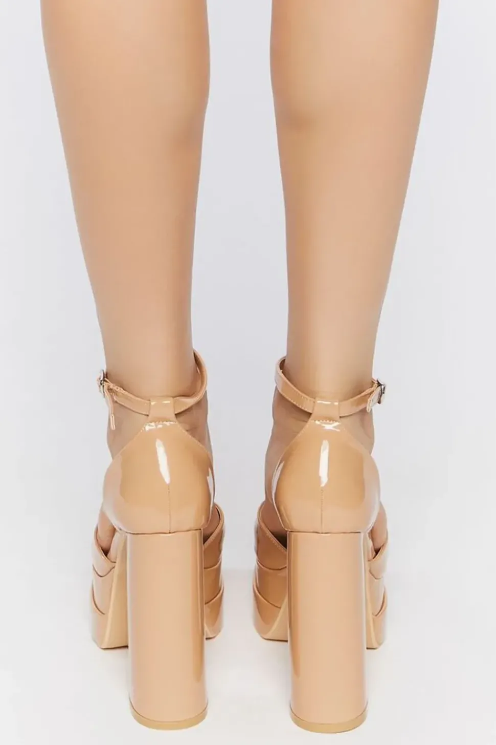 Faux Patent Leather Platform Heels
