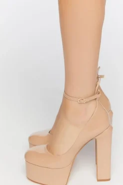 Faux Patent Leather Platform Mary Jane Heels