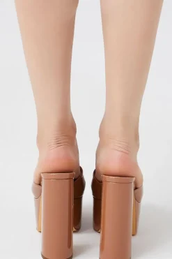 Faux Patent Leather Platform Heels