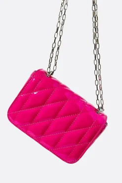 Faux Patent Leather Quilted Crossbody Bag