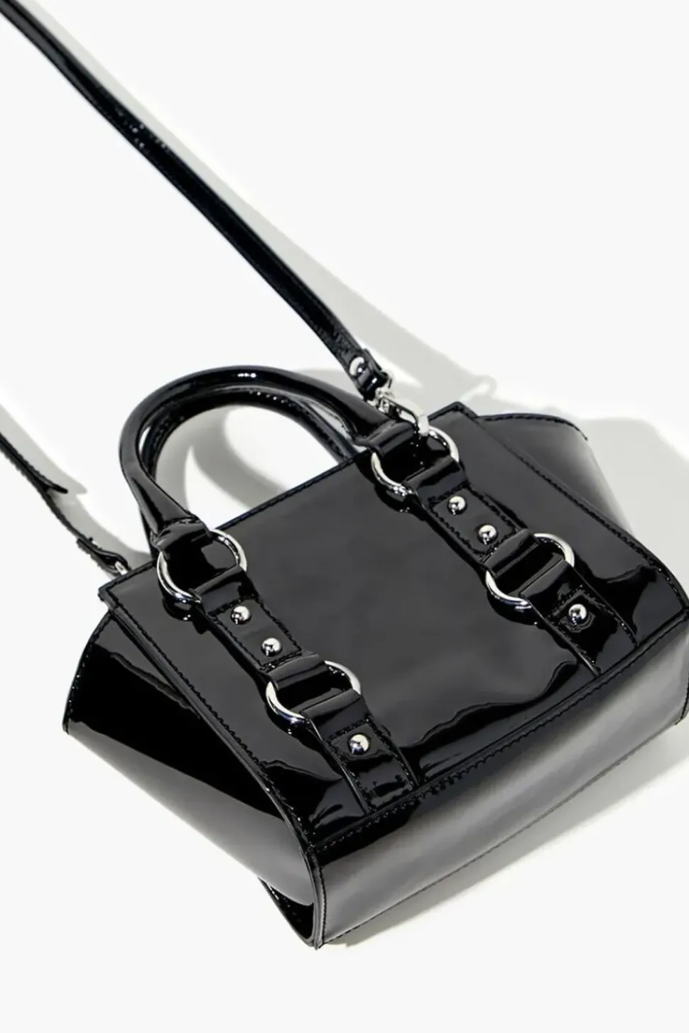 Faux Patent Leather Satchel