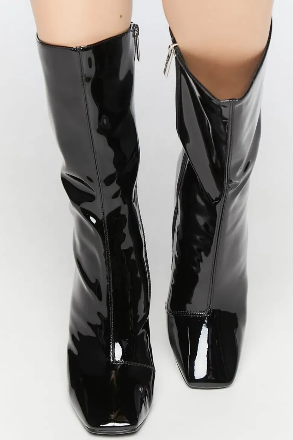 Faux Patent Leather Stiletto Boots