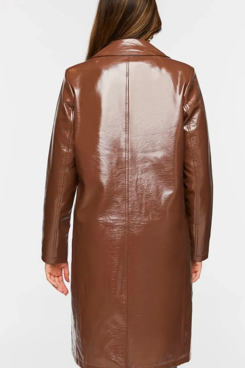 Faux Patent Leather Trench Coat