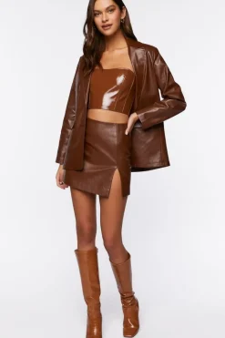 Faux Patent Leather Tube Top