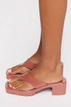 Faux Patent Thong Heels
