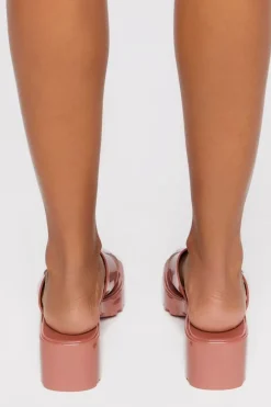 Faux Patent Thong Heels