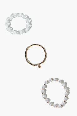 Faux Pearl Beaded Bracelet Set