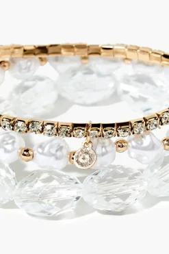 Faux Pearl Beaded Bracelet Set