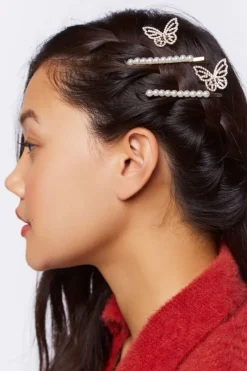 Faux Pearl & Butterfly Bobby Pin Set